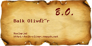 Balk Olivér névjegykártya